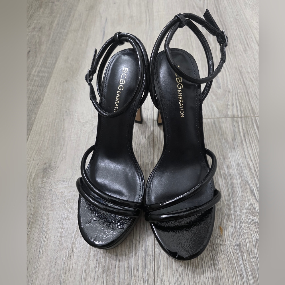 BCBGeneration Black Strappy Heels